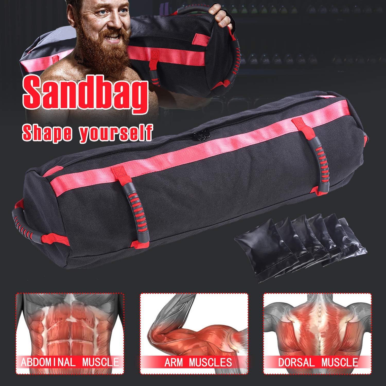 Set of 5 Weight Sand Bags Heavy Duty Workout Sandbags with Handles