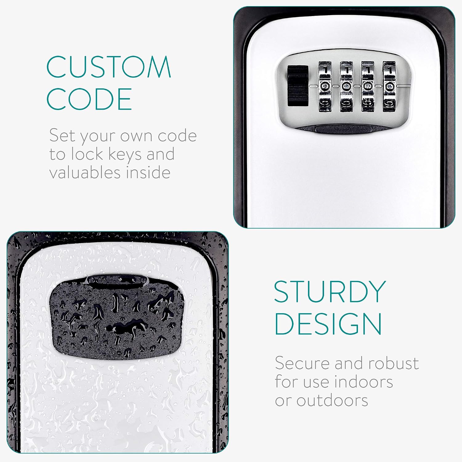 Navaris Key Box with Code – 12 x 8.5 x 4 cm Combination Lock Number ...