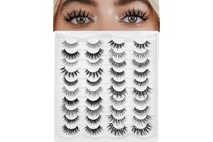 Path to Love 20 Pairs False Eyelashes,20 Mixed Styles Natural Fake Eyelashes Mink Lashes Fluffy Wispy Cat Eye Lash Strips Thi