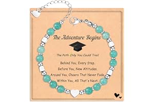 Wisedawn 2025 Graduation Gifts for Her/Girls/Women/Kids, Healing Natural Stone Bracelets with Meaningful Card