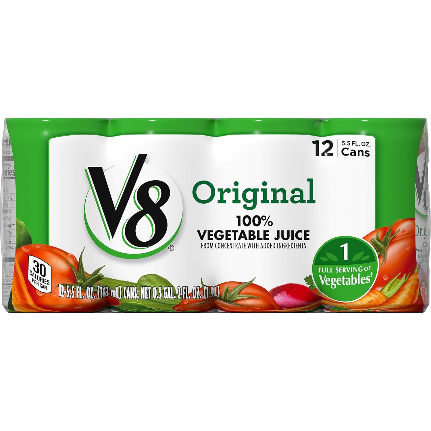 V8 Original 100 Vegetable Juice, 5.5 oz. Can, 12 Count