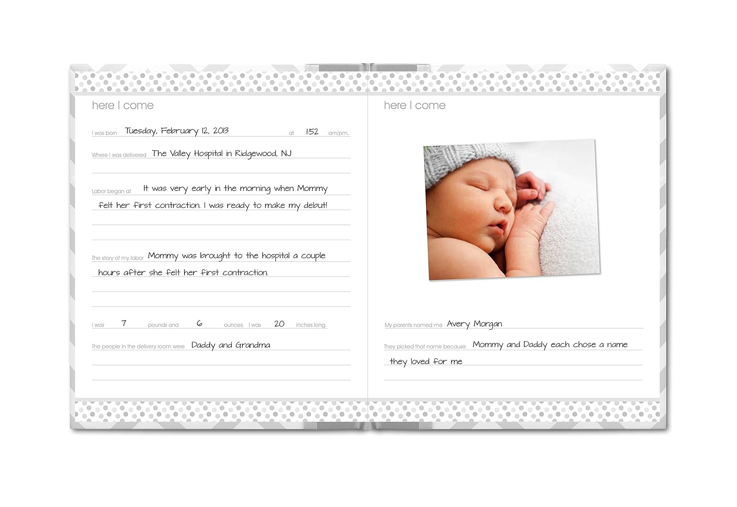 Pearhead First 5 Years Chevron Baby Memory Book with Clean-Touch Baby Safe Ink Pad to Make Baby’s Hand or Footprint Included, Gray, Gray Chevron : Baby