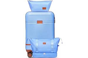 Krute Luggage Set 3 Piece Suitcase Set Carry On Luggage, PC ABS 20 Inch Hard hell Lightweight Luggage with Spinner Wheels TSA Lock Luggage for Women and Kids (LightBlue)