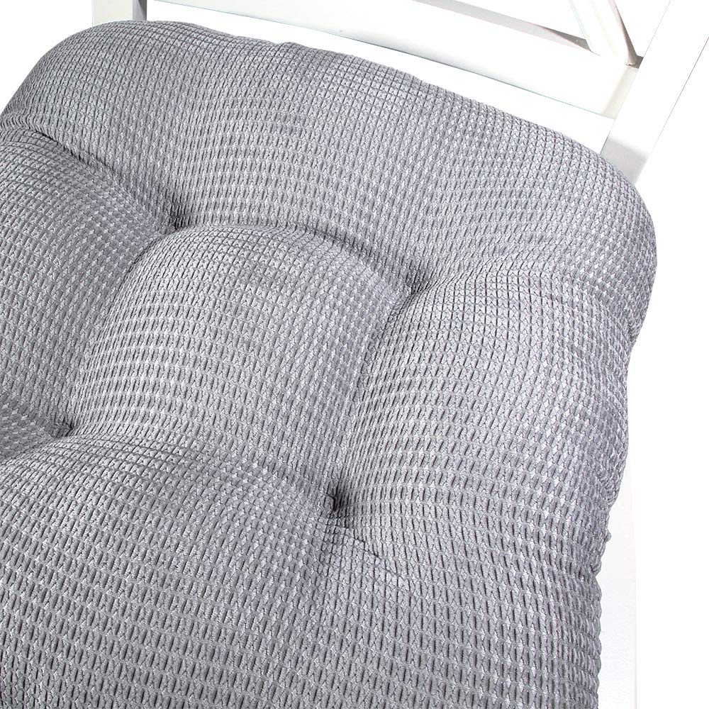 Arlee - Tyler Chair Pad Seat Cushion, Memory Foam, Non-Skid Backing, Durable Fabric, Comfort and Softness, Reduces Pressure and Contours to Body, Washable, 15.5 x 15.5 Inches (Alloy Gray, Set of 2)
