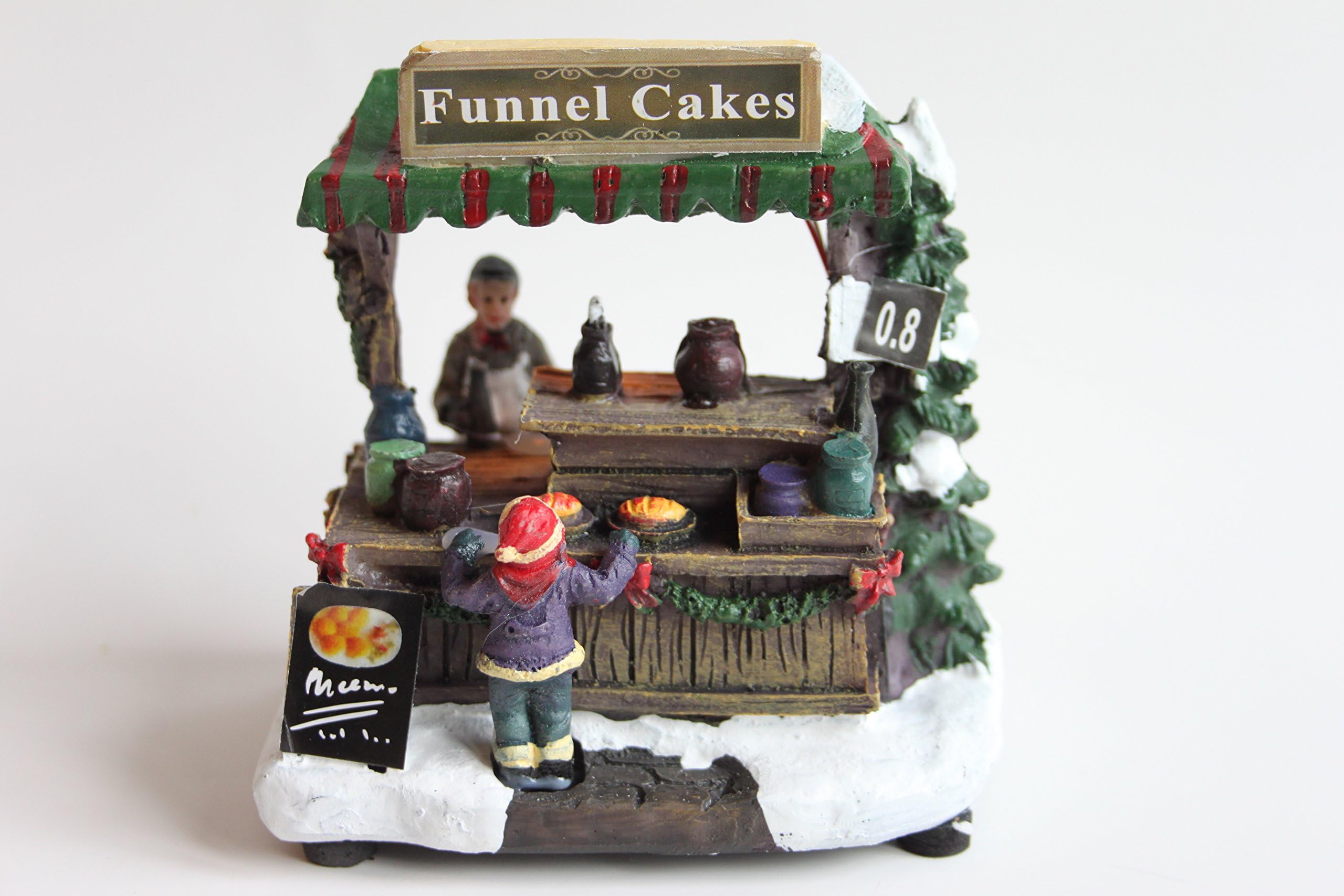 Traditional Led Light up Christmas Scene: Out Door Market Stalls (Green and Red Cakes)