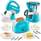 Joyin Play Kitchen Toys, Pretend and Play Food Kitchen Accessories GirlsToy with Coffee Maker, Mixer, Toaster with Realistic