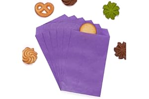Lavender Purple Flat Greaseproof Paper Cookie Bags 4x6 for Bakery Treat Candies Dessert Chocolate Soap Gifts Wedding Invitation Party Favor, Pack of 100 by Quotidian (4'' x 6'')