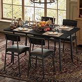 Garvee Dining Table Set for 4 with 4 Upholstered Chairs, Dining Room Table Set for 4 w/Smooth Edge, Wood Kitchen Table Chairs Set of 4 for Dining, Kitchen Room, Apartment, Rustic Blake