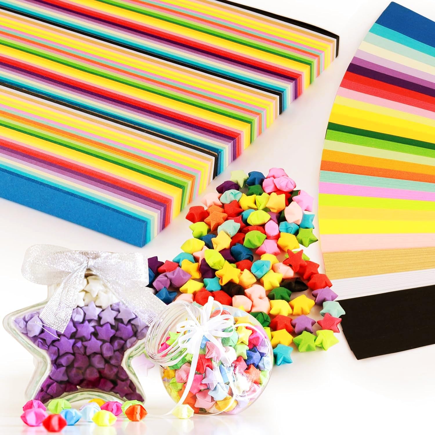 VEPEPE 3240 Pcs Paper Star Strips,Origami Lucky Crafts, 27 Colourful Origami,Double Sided Lucky Star Strips for Parties, Gifts, Art Supplies,Home DIY Crafts and Decorations