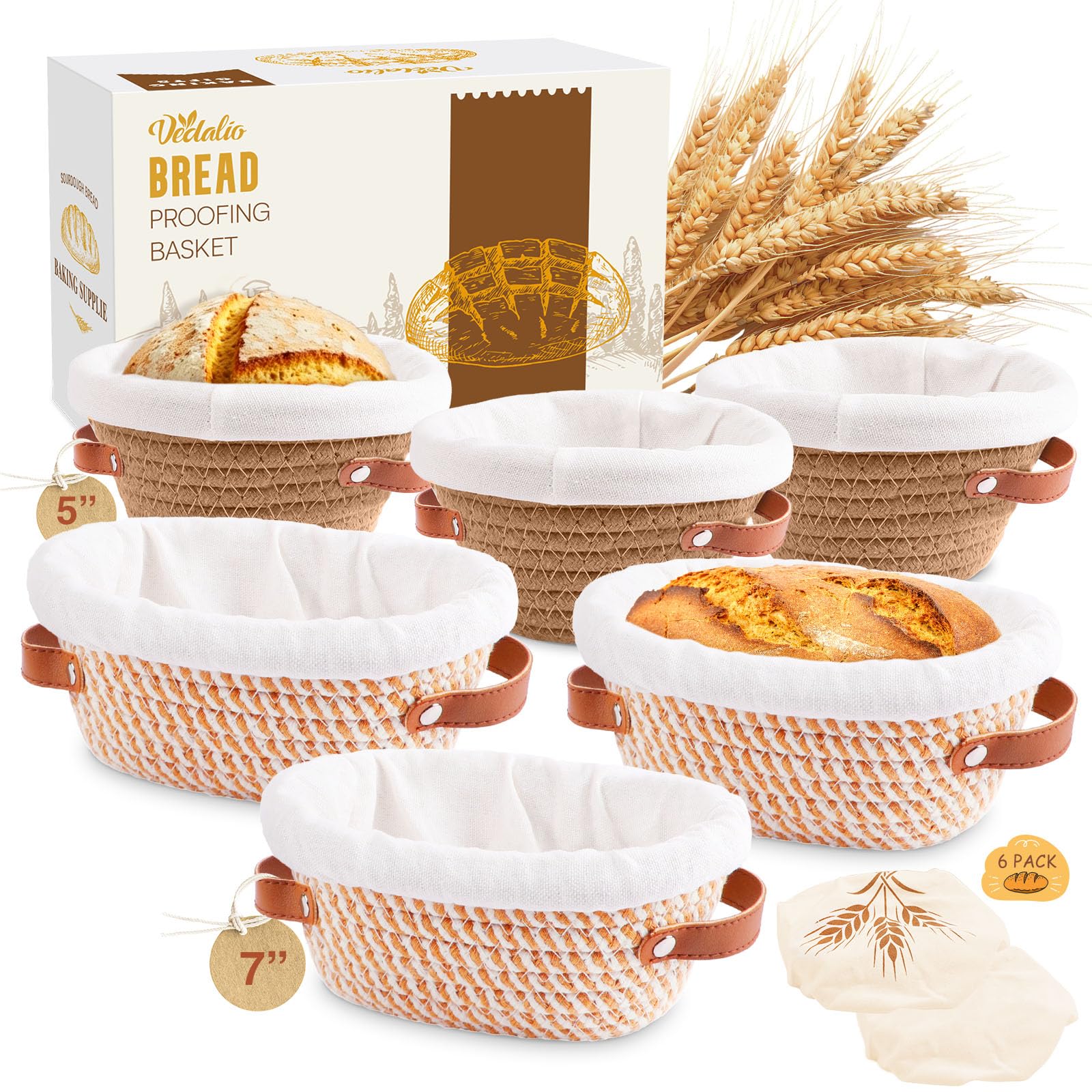 Photo 1 of Bread Proofing Basket, 5 Inch Mini Bread Basket Set of 6, Sourdough Bread Baking Supplies, Sourdough Starter Kit, Sour Dough Starter Kits, Baking Gifts for Women, Sourdough Proofing Basket