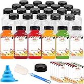 20 Pack 8oz Plastic Juice Bottles with Caps for Juicing & Smoothies, Reusable Empty Clear Bottles with Label, Funnel and Brus