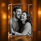 Personalized 3D Holographic Photo Etched Engraved Inside The Crystal : Birthday, Wedding Gift, Memorial, Mother's Day, Valentine's, Christmas, Small Rectangle (1.96" x 3.14" x 1.96")