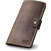 PEGAI Handmade Personalized Leather Checkbook Covers For Personal Checkbook | 100% Distressed Leather Checkbook Cover & Wallet | Business Checkbook Cover | Clark (Chestnut)