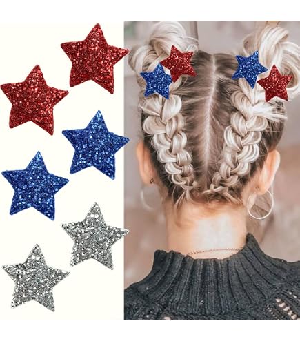NWT ⚜️??⚜️ Social Strand Patriotic barrettes Set of 5 Stars, stripes, and TELETIES ??❤️? Get ready for  main image 4