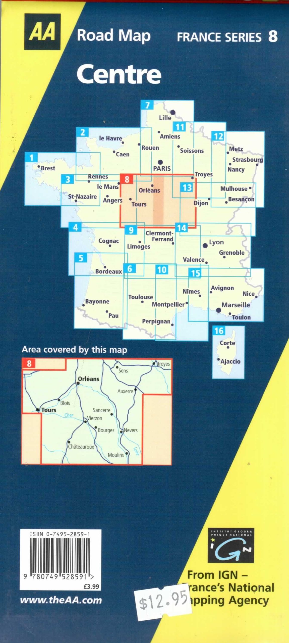 Aa Road Map France Centre (Aa Road Map France) 1:180,000: Road Maps Aa: 9780749528591: Books -  Amazon