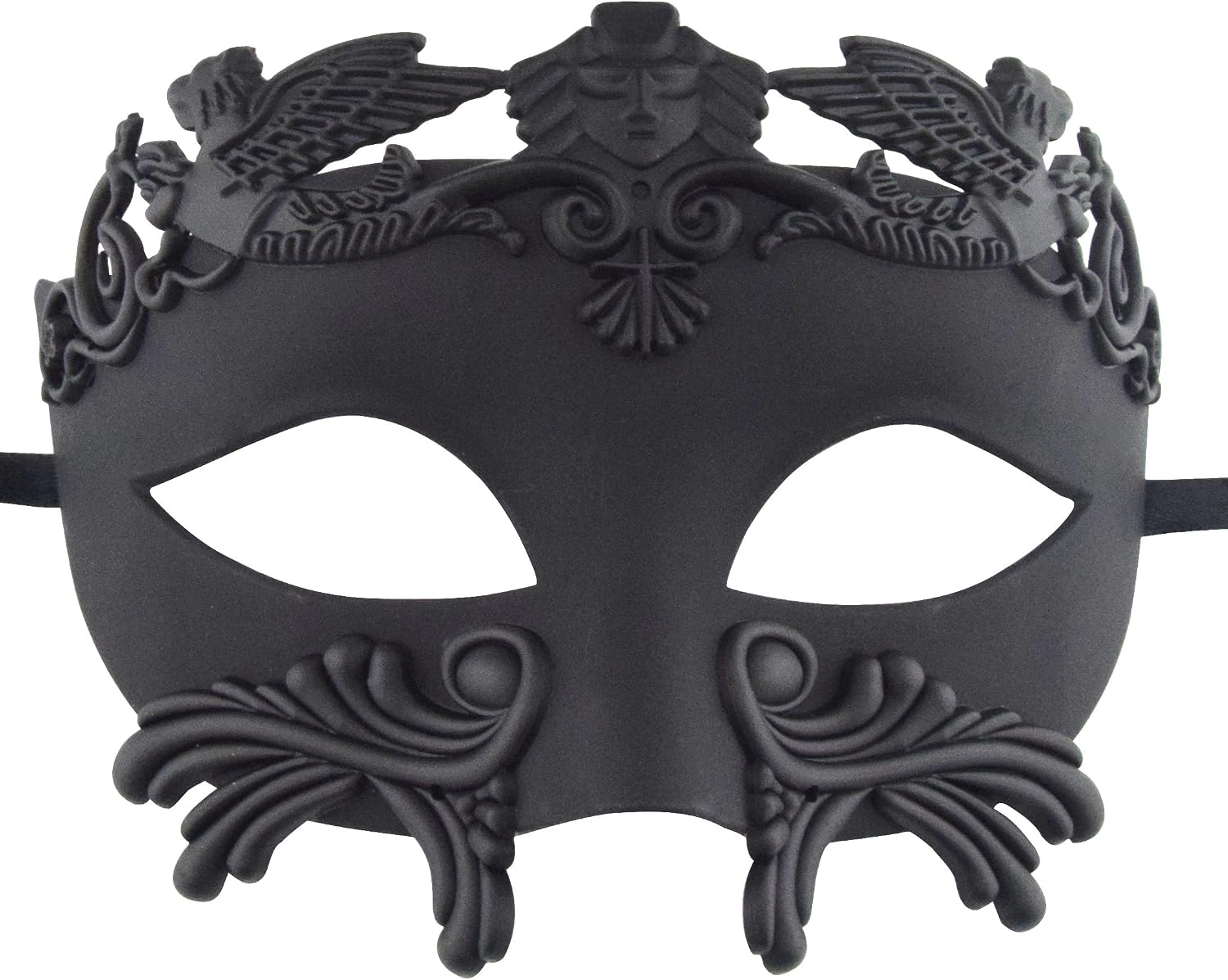 KEFAN 1 Ancient Greek Roman Masquerade Men Venetian Mardi Gras Wedding Ball Mask (Black)
