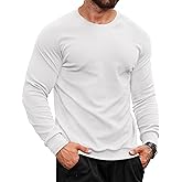 VOGSTART Men's Long Sleeve Workout Shirt Stretchy Ribbed Athletic Raglan Pullover Shirt S-XXL