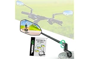 RBRL Bike Mirror, Aluminum Alloy Bike Mirror Handlebar Mount, Anti-shake & Break-proof, Foldable HD Real Glass Rotatable Ebike Accessories, Bike Rear View Mirror for Ebike Scooter (Set)