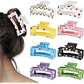 PANTIDE 8Pcs Teacher Hair Claw Clips Accessories for Women Girls - Cute Teacher Appreciation Back to School Gift Pencil Apple Rectangle Nonslip Hair Clips, Strong Hold for Thin Thick Curly Hair