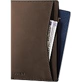 VULKIT Passport Cover Ultra Slim Design Leather Passport Sleeve RFID Blocking with 2 Card Slots, Anti-Theft Travel Essentials