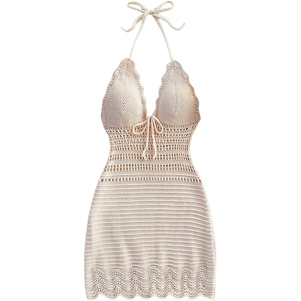 Amazon.com: Women's Summer Knit Crochet Backless Halter Mini Dress - Cutout Bodycon Dress for Beach Club Party Dress (Khaki, S) : Clothing, Shoes & Jewelry Amazon.com: Women's Summer Knit Crochet Backless Halter Mini Dress - Cutout Bodycon Dress for Beach Club Party Dress (Khaki, S) : Clothing, Shoes & Jewelry