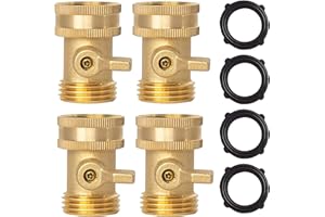 Xiny Tool Brass Garden Hose Shut Off Valve, Heavy Duty 3/4 Inch Solid Brass Garden Hose Shut Off Valve with 4 Extra Rubber Wa