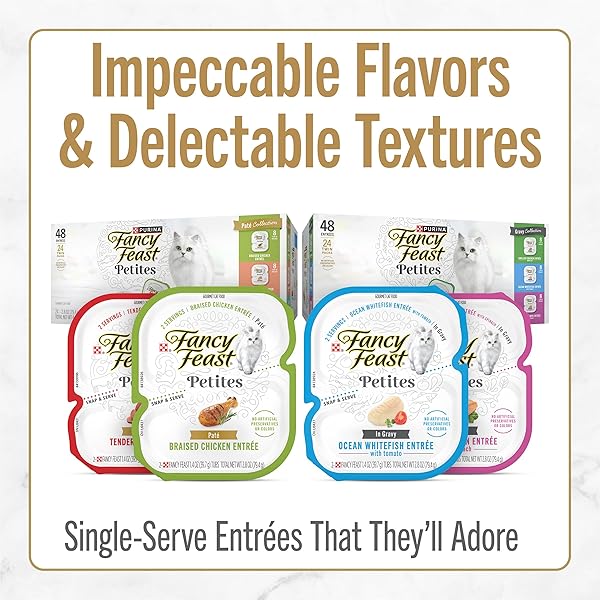 PURINA FANCY FEAST PETITES TENDER BEEF ENTREE WITH CARROTS IN GRAVY GOURMET WET CAT FOOD – (PACK OF 12) 2.8 OZ. TUBS