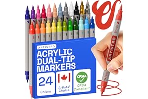 ARTISTRO Acrylic Paint Pens, Art Set Acrylic Paint Markers Dual Tip, Acrylic Markers for Fabric, Canvas, Rock, Glass, Wood, P