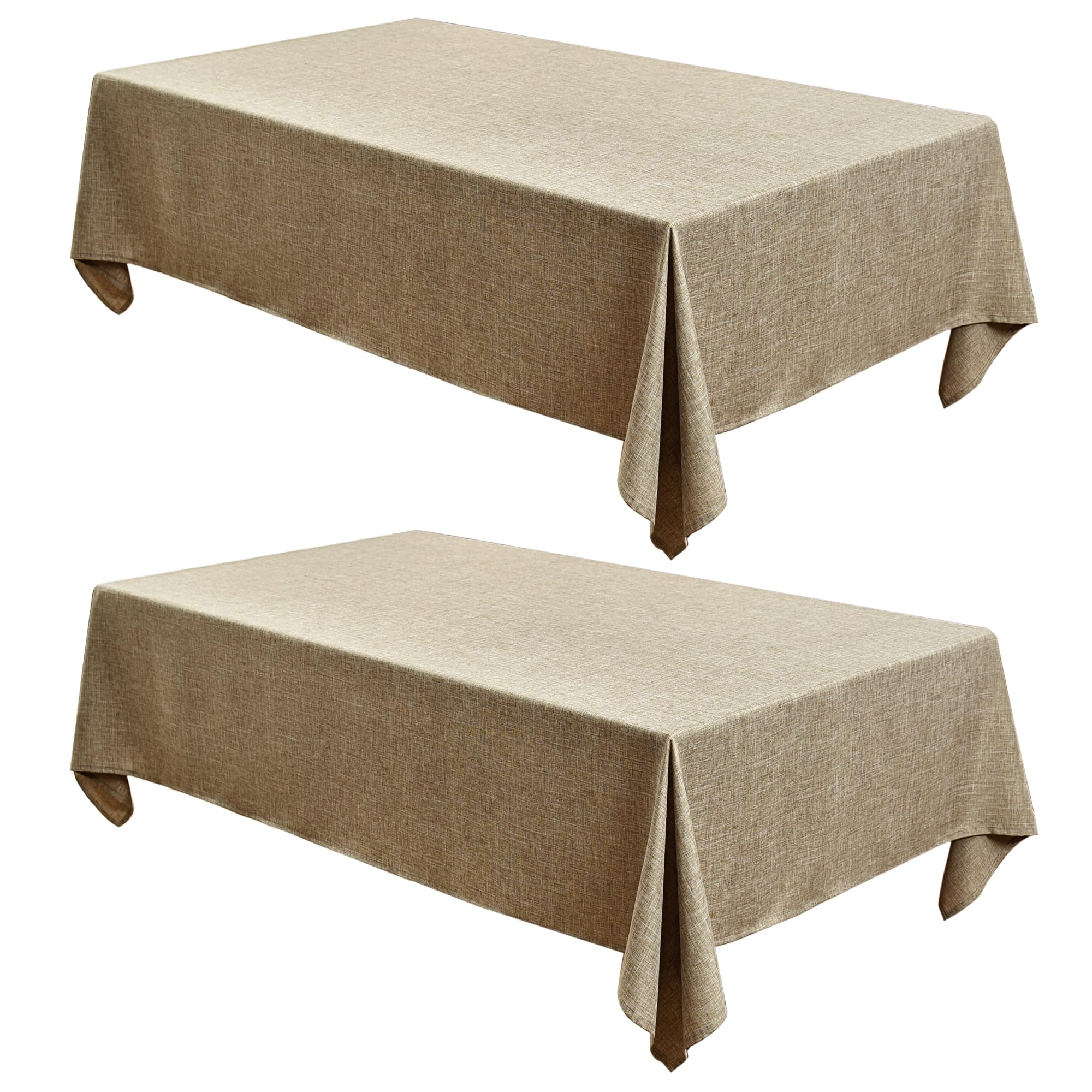 Photo 1 of Fitable Faux Linen Table Clothes 60 x 84 Inch - 2 Pack Khaki Tablecloths for Rectangle Tables, Faux Burlap Table Covers for Kitchen Dining, Party, Farmhouse, Baby Shower