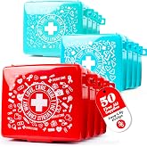 EVERLIT Pocket-Aid Mini First Aid Kit | Compact, Portable Hard-Shell Cases of 50 Items | Cuts, Scrapes, Wound Care Essentials for Travel, Outdoor, School, Camping, Home, Office (12 Packs | 600 Pcs)