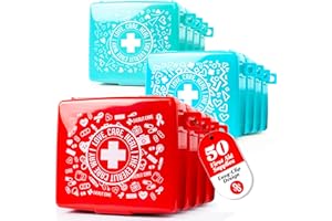 EVERLIT CARE EVERLIT Pocket-Aid Mini First Aid Kit | Compact, Portable Hard-Shell Cases of 50 Items | Cuts, Scrapes, Wound Care Essentials for Travel, Outdoor, School, Camping, Home, Office (12 Packs | 600 Pcs)