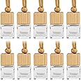 bylikeho 10Pcs 8ml Car Air Freshener Diffuser,Car Essential Oil Hanging Bottle with Wooden Cap,Car Accessories Air Freshener Car Perfume Diffuser Empty Glass Bottle