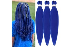 Gozill Blue Braiding Hair Pre stretched Kanekalon Braiding Hair Prestretched Ez Braid Braiding Colored Hair Extensions