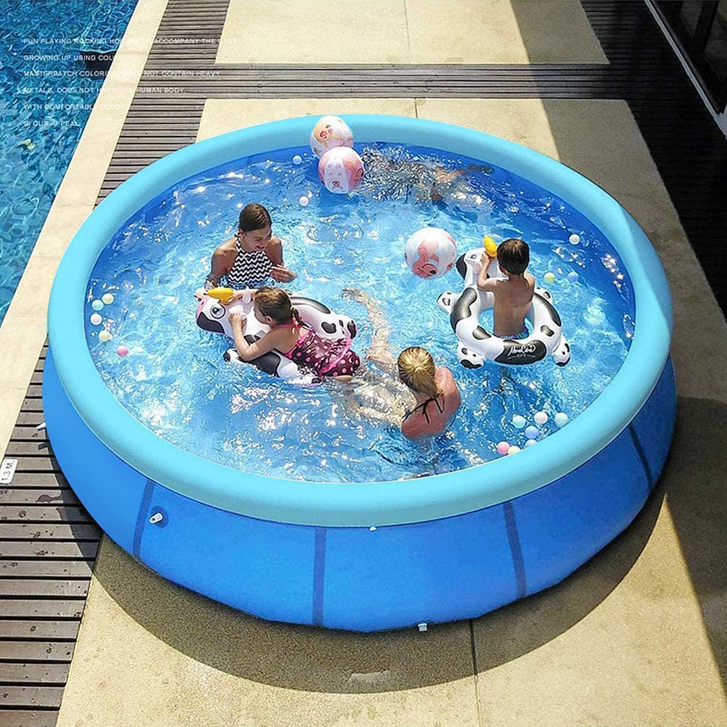 Family Inflatable Swimming Pool,Inflatable Kiddie Pools,Inflatable Top Ring Swimming Pools, Adults Pools Inflatable Outdoor Garden Waters Sports Game Easy Set Durable (10ft x 30in, Sapphire): Garden & Outdoor