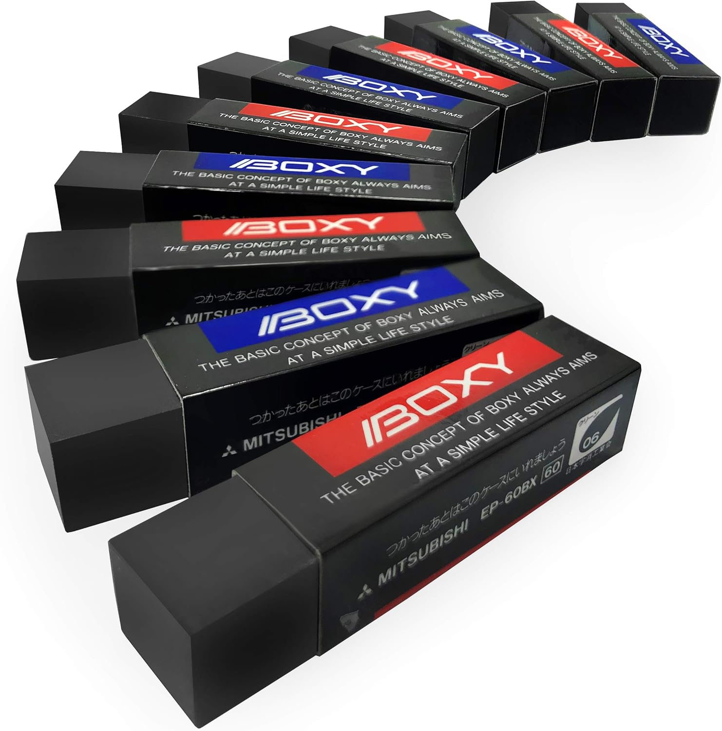 Mitsubishi Boxy Premium Artist Black Eraser Rubber Small Red/Blue