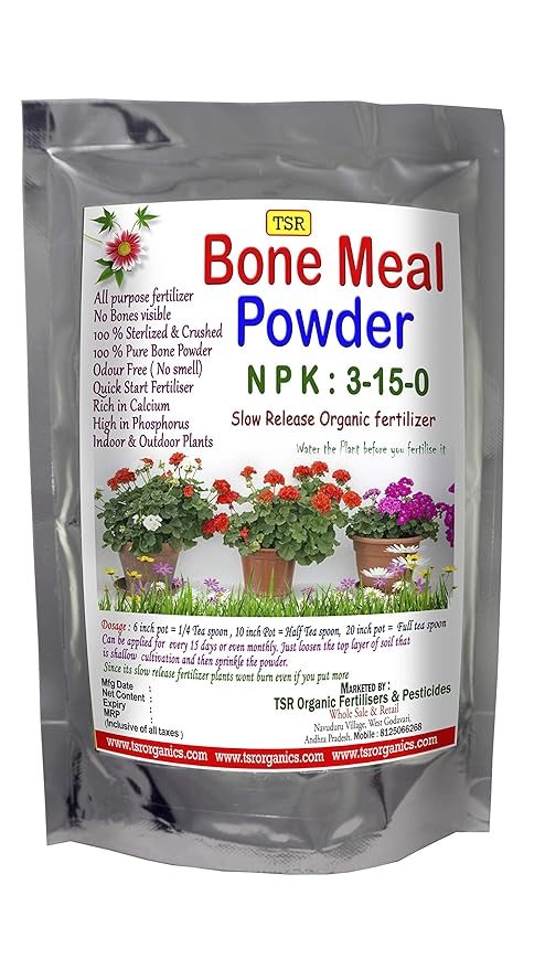 TSR Organic Fertilisers & Pesticides NPK 3-15-0 rich in calcium Phosphorus Sterilized, Odour-free Multi purpose Manure Bone Meal Powder Fertilizer , 400 g