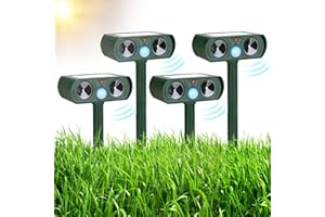 Lubatis 4 Pack Solar Animal Utrasonic Repellent Outdoor Repeller Deterrent to Keep Rat, Squirrel, Deer, Raccoon, Skunk, Rabbit, Dog, Cat Away