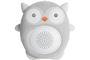 WavHello Portable Baby Sleep Soother - Rechargeable Bluetooth Noise Machine Travel Sound Speaker Great for Cribs, Strollers, Car Seat and More - Ollie The Owl Soundbub, Grey