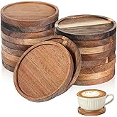 16 Pcs Wood Coasters for Drinks, 4 Inch Wooden Coasters Stackable Coaster Bulk Reusable Drink Coaster 4 Inch Round Acacia Wooden Coaste for Crafts for Drinking Glasses, Tabletop Protection