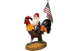 Funny Guy Mugs Gnome Riding A Rooster Garden Gnome Statue- Indoor/Outdoor Garden Gnome Funny Sculpture for Patio, Yard or Lawn