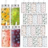 Potchen 24 Pcs Christmas Plastic Cups with Lids and Straws Reusable 13.5 oz Clear Christmas Beverage Drinking Cups Xmas Trees Candy Snowflake Gingerbread Tumbler for Xmas Holiday Party Favor Supplies