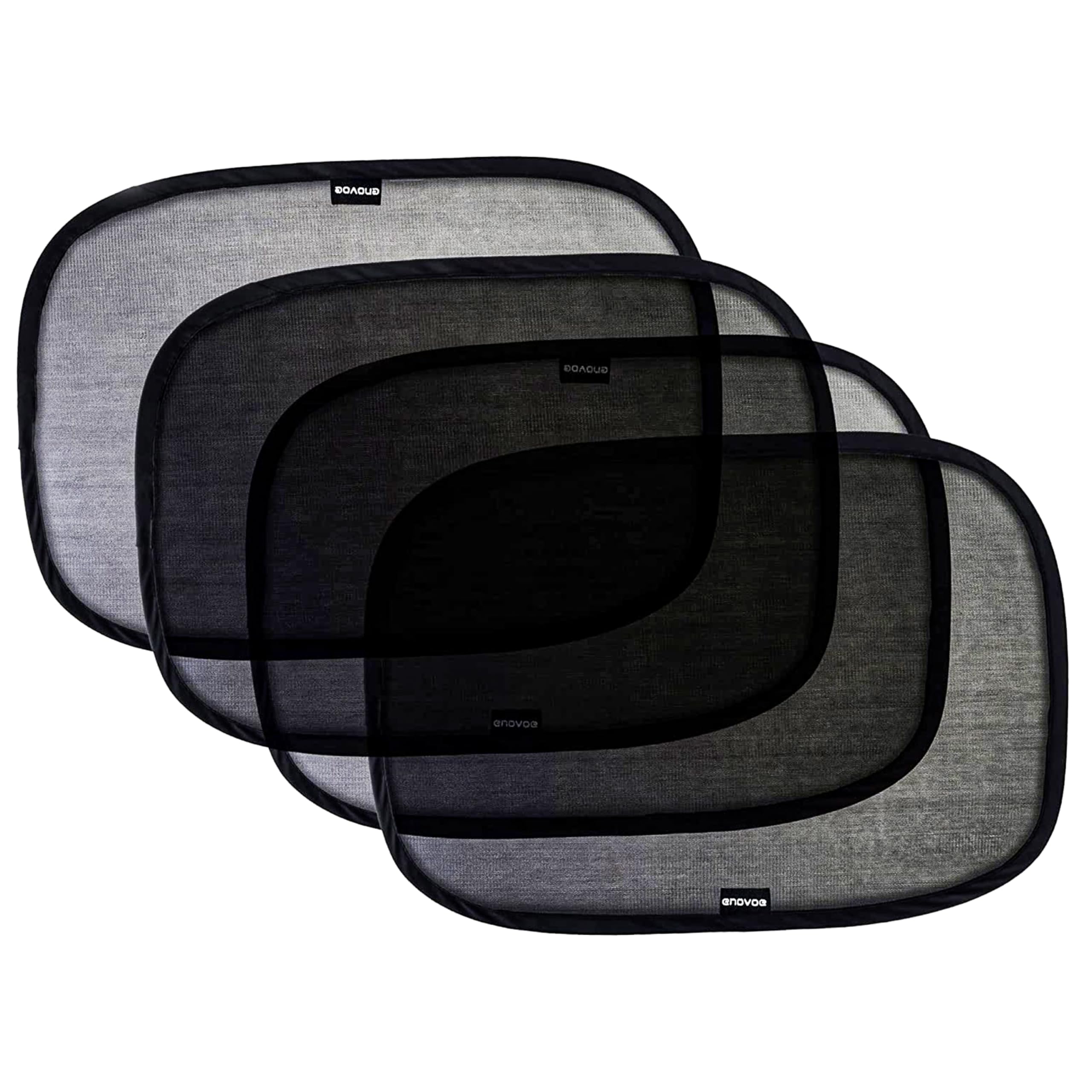 Enovoe Car Window Shade - 4-Pack Premium Cling Sunshade for Car Windows - Glare and Sunray Protection - Side Window Sun Shades for Standard Size Cars - Includes Storage Pouch and E-Book - 53x36 cm