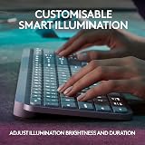Logitech MX Keys S Wireless Keyboard UK Pale Grey Bluetooth USB‑C Backlit view 4