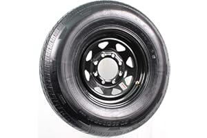 eCustomrim Radial Trailer Tire On Black Rim ST235/80R16 Load Range E 8 Lug On 6.5 Spoke Wheel - 6 Year Warranty w/Free Roadside