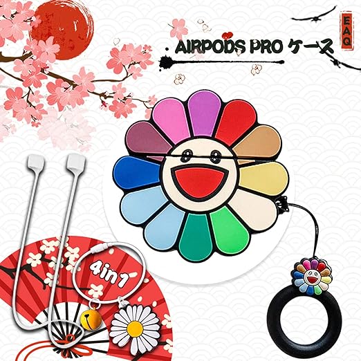 Amazon 新品特売中 Eaq Airpod Pro ケース アクセサリー付き4 In 1 えあーぽっつ プロ おしゃれ かわいい ス キャラクター ダストガード ひまわり 耐衝撃 ヘッドホンカバー 落下防止 紛失防止 充電ケース 洗いやすい 軽量小型 萌え萌え 人気 誕生日 バレンタイン