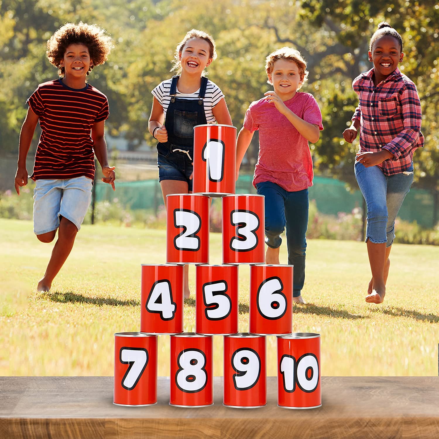 JOYIN 13 Pcs Carnival Party Bean Bag Toss Game, Sturdy Knockdown Can, Birthday Easter Party, Family, Best Outdoor and Indoor Games, Easter Egg Hunt for Classroom Gifts (Number Style)