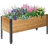 OIPRTGFJ Wood Rectangular Garden Planter Box Raised Garden Bed Outdoor,Planters for Outdoor Plants 37x13x15in Elevated Planter Box for Herbs Vegetables Flowers Great for Patio Deck Balcony
