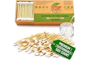 Bamboo Cotton Swabs 500 Count – Ultra Soft Premium Quality Biodegradable Eco Friendly Bamboo Cotton Buds – Sustainable Cotton