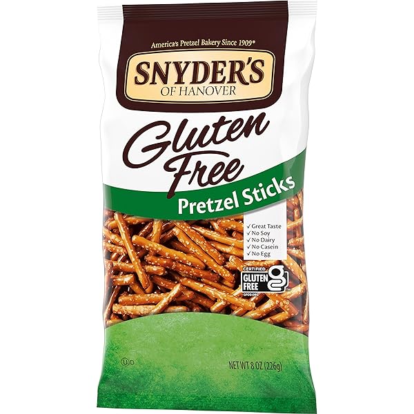 SNYDER’S OF HANOVER PRETZELS, GLUTEN FREE PRETZEL STICKS, 8 OZ (PACK OF 12)