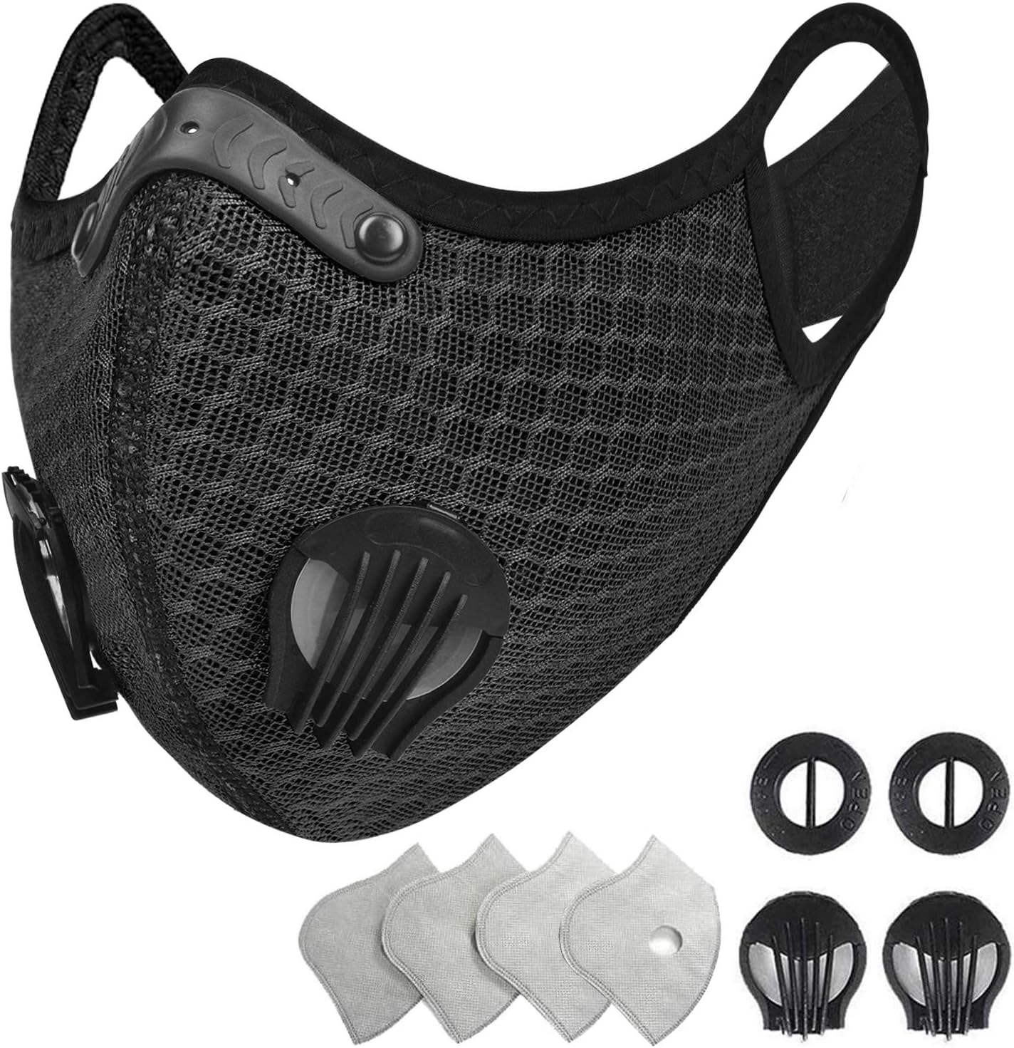 UTOTEBAG Breathable Face Mask with Valves Ventilated Sports Elevation Masks for Men Women Workout Exercise Training Gym, Black : Sports & Outdoors